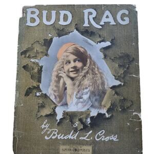 1909 Bud Rag Sheet Music Front Cover Only Great Graphics Budd Cross